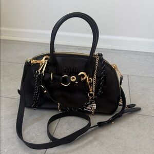 Black Satchel with Gold Accents/ charms